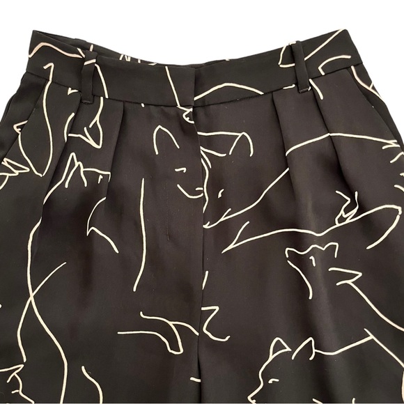 Babaton Pants Fox Print Sz 2 Black Tan Classic Baggy Fit‎ Tapered Leg Aritzia - Picture 4 of 16